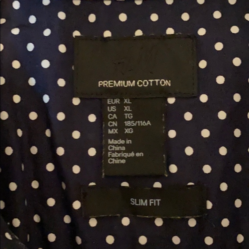 H&M Navy Dotted Button Up XL - Picture 3 of 3